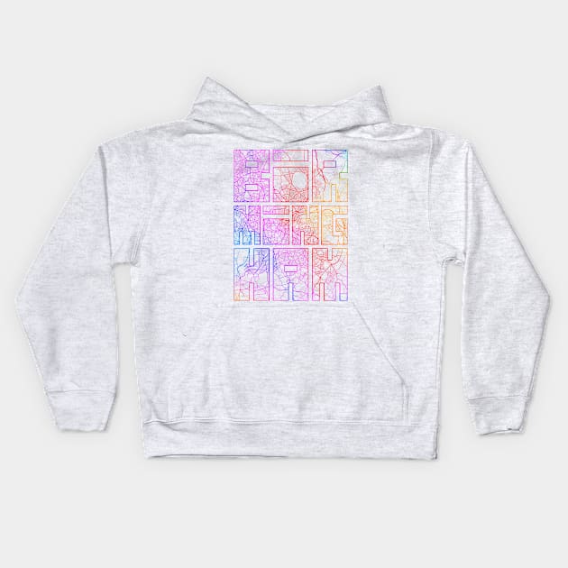 Birmingham, England City Map Typography - Colorful Kids Hoodie by deMAP Studio